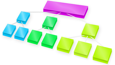 Die abstrakte Grafik zum ADABOX-Tool AHP für den Analytic Hyrarchy Process zeigt ein dreidimensionales Diagramm mit blauen, grünen und gelben Quadraten.